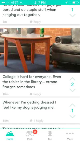 Figure 1. Screenshot of Yik Yak Stream