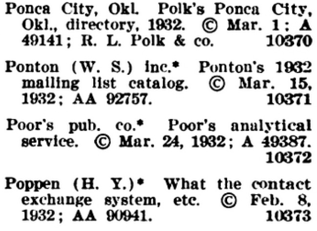 Figure 3. Example of 1932 P1G2: Pamphlets Entries