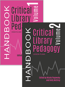 Book covers for the Two volume set of Critical Library Pedagogy