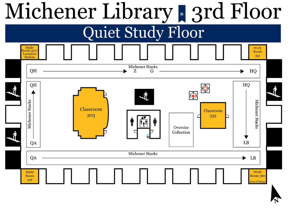 Figure 2. James A. Michener Library 3rd Floor Map