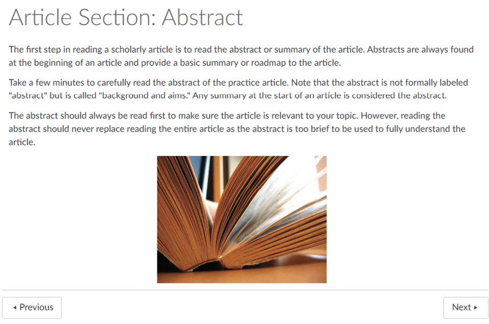 Figure 1. Content Page from the Images Version