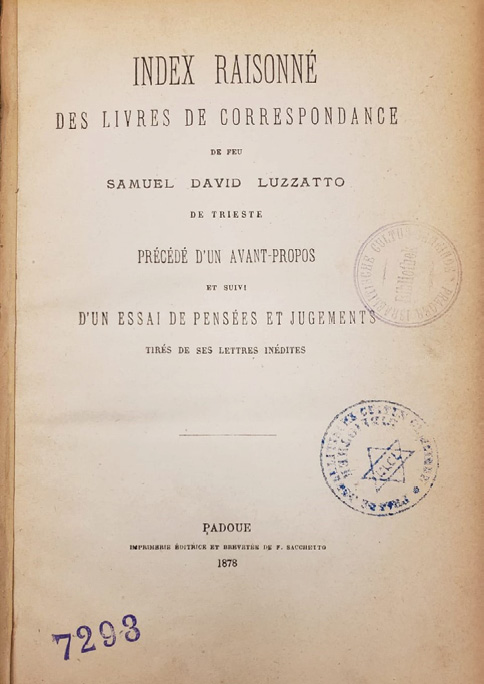 Figure 3. Title Page of Index Raisonne with Two Different JRCLP Stamps and the Accession Number