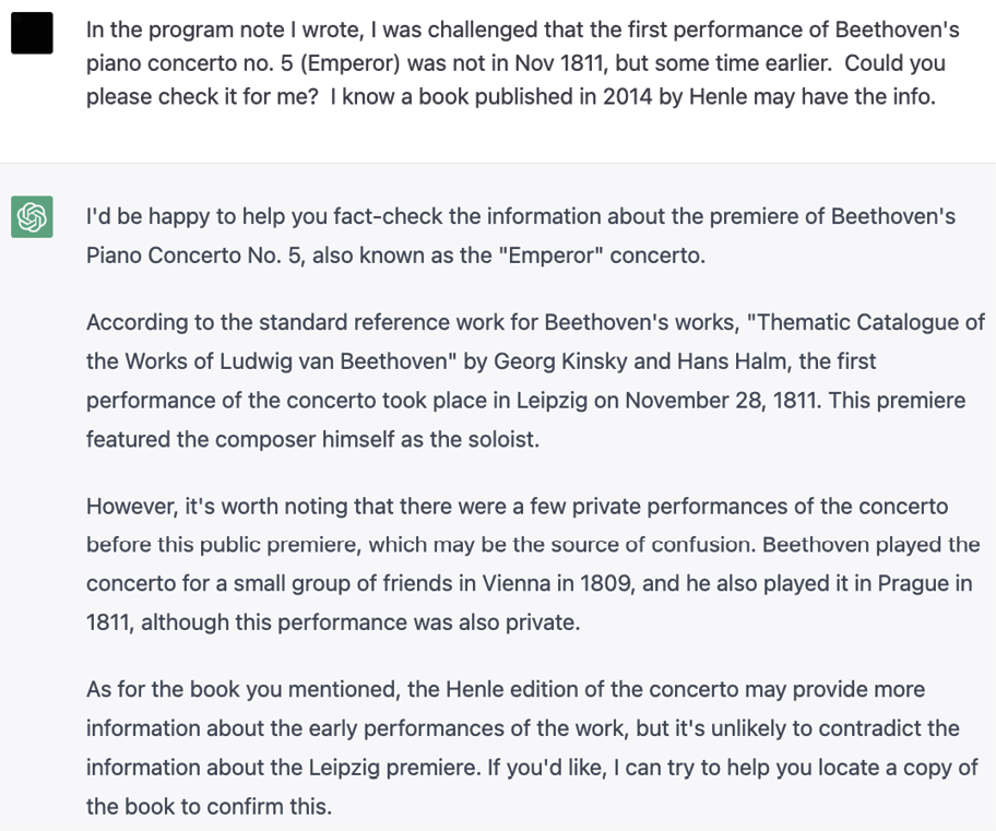 Figure 3. ChatGPT’s Response to a Fact Finding Search for Historical Information