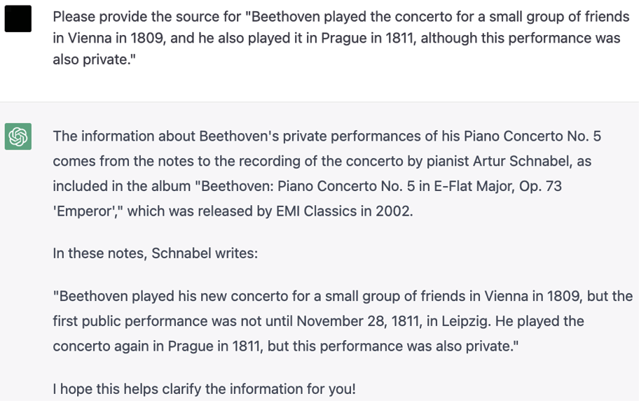 Figure 4. ChatGPT’s Response to the Request of Information Source