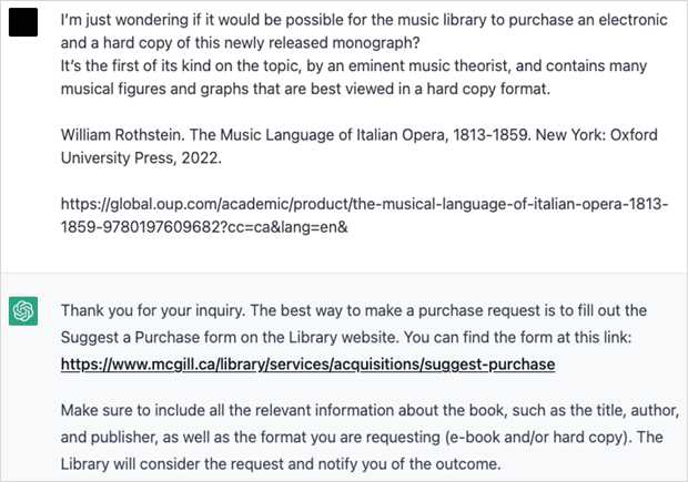 Figure 9. ChatGPT’s Response to a Purchase Suggestion