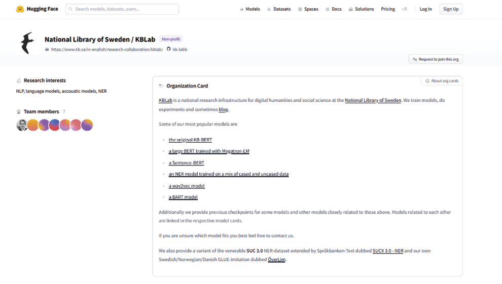 Figure 3. Open Access Swedish AI Models Available for Download
